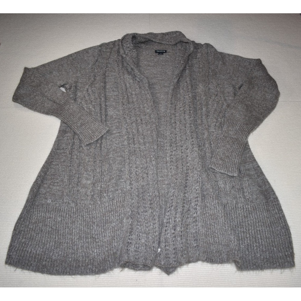 Torrid Women's Plus Size 1 Cardigan Sweater Open Front Longline Light Brown